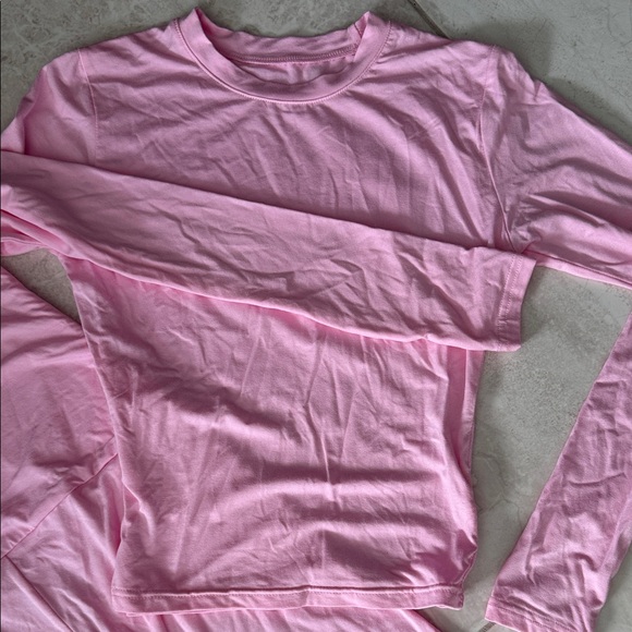Pink Long Sleeve Top and Flared Pants Set - Picture 2 of 3